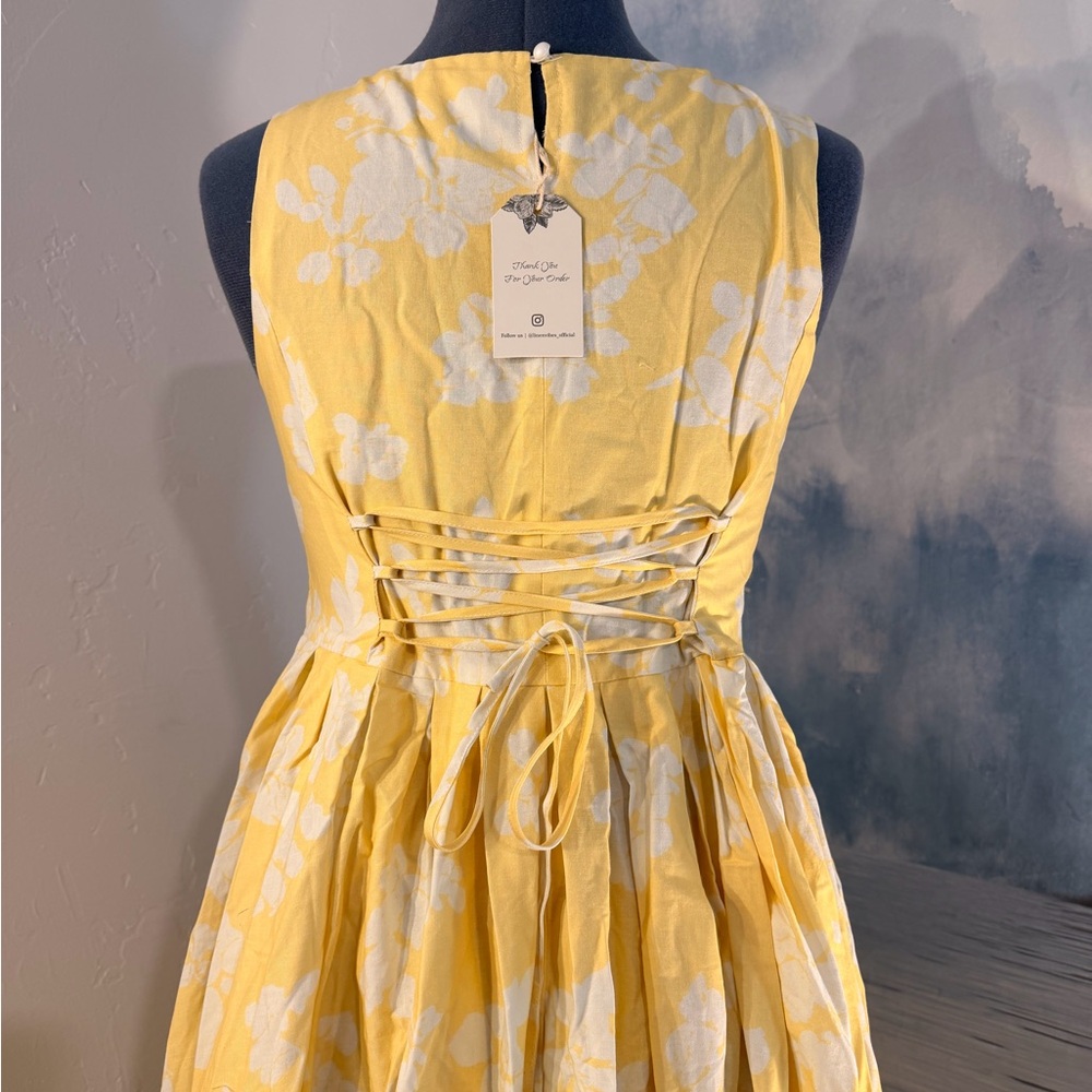 Sunny Yellow Floral Midi Dress #140 - Picture 4 of 11